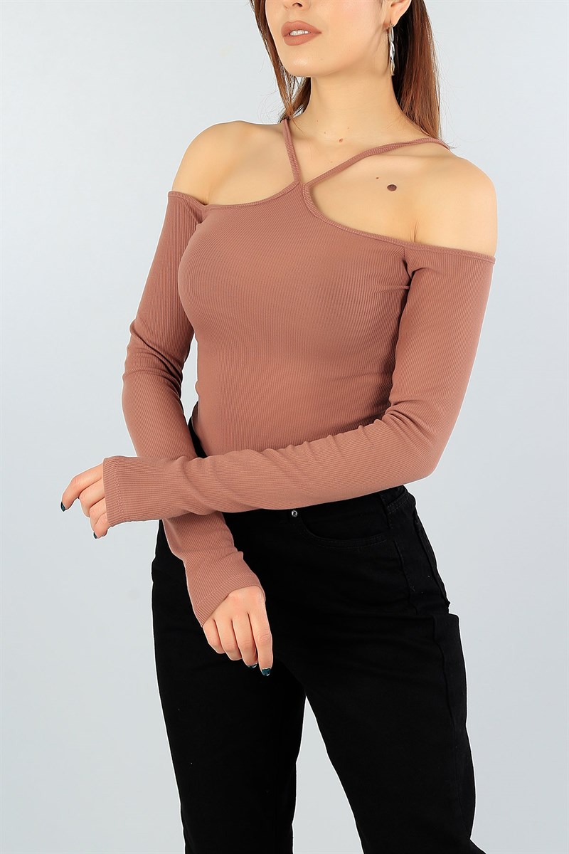 Gül Kurusu Çapraz Tasarım Bayan Triko 46657