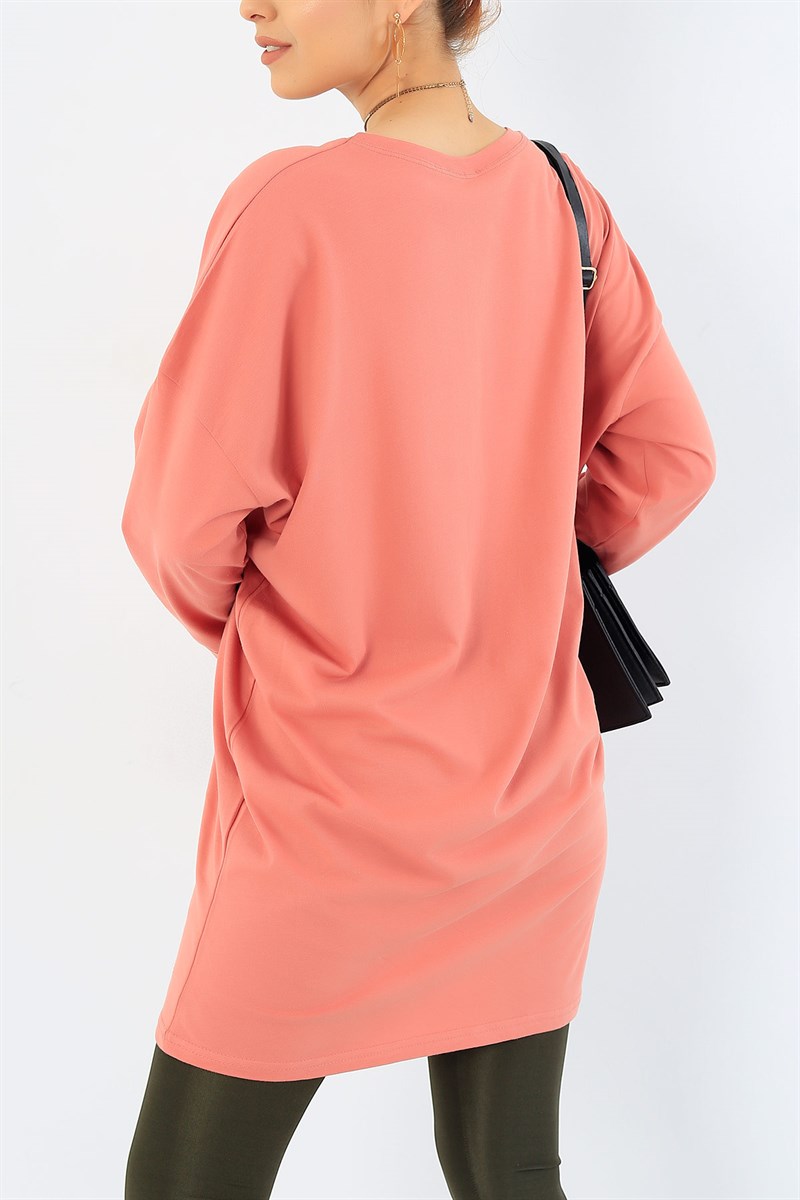Gül Kurusu Duble Kol Friends Baskılı Tunik 33209