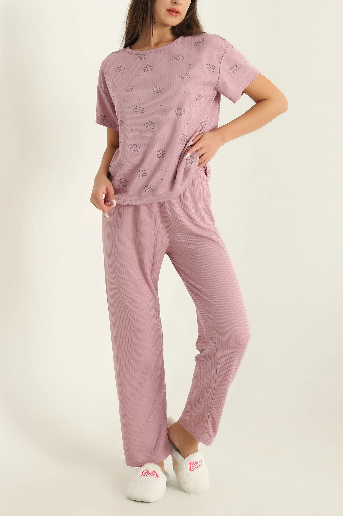 Gül Kurusu Fitilli Viskon Bayan Pijama Takımı 288970