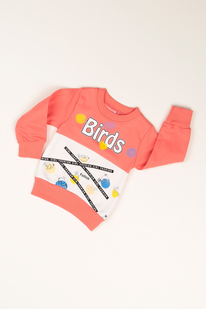 Gül Kurusu İçi Şardonlu Baskılı Kız Çocuk Sweat 77497