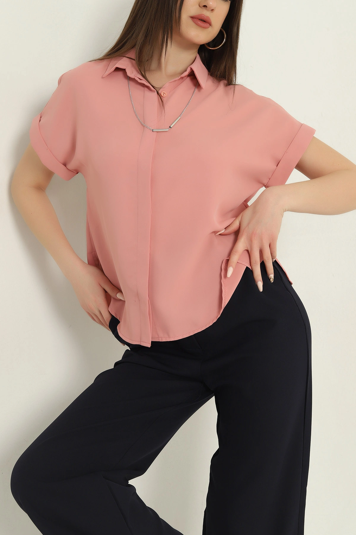 Gül Kurusu Jessica Kadın Kısa Kol Gömlek 355857
