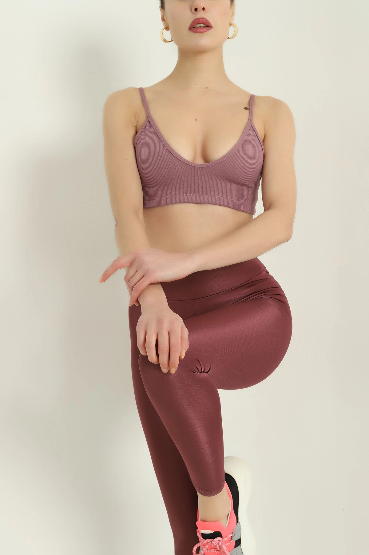 Gül Kurusu Likralı Crop Büstiyer 337108