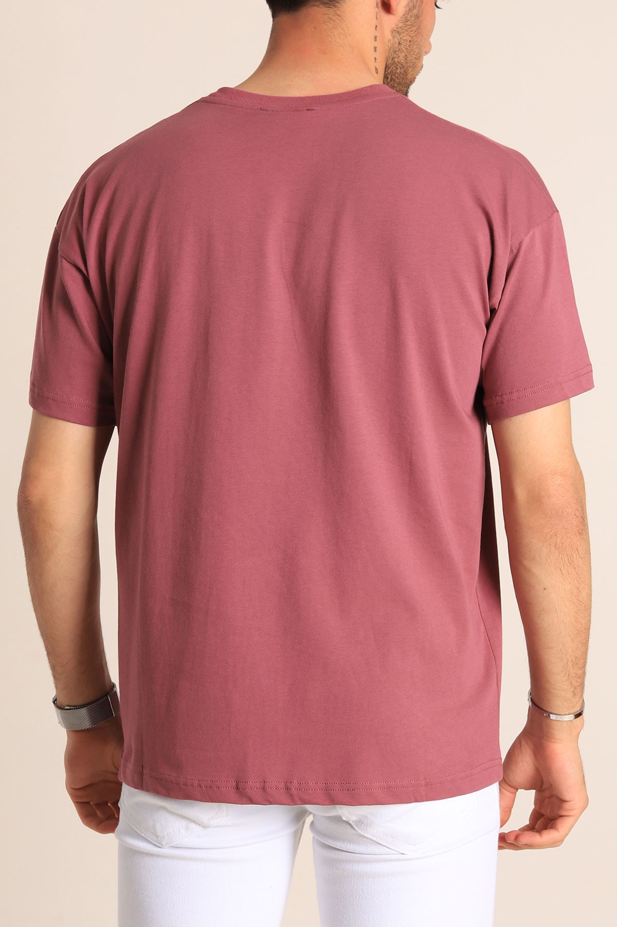 Gül Kurusu Oversize Basic Erkek Tişört 184259