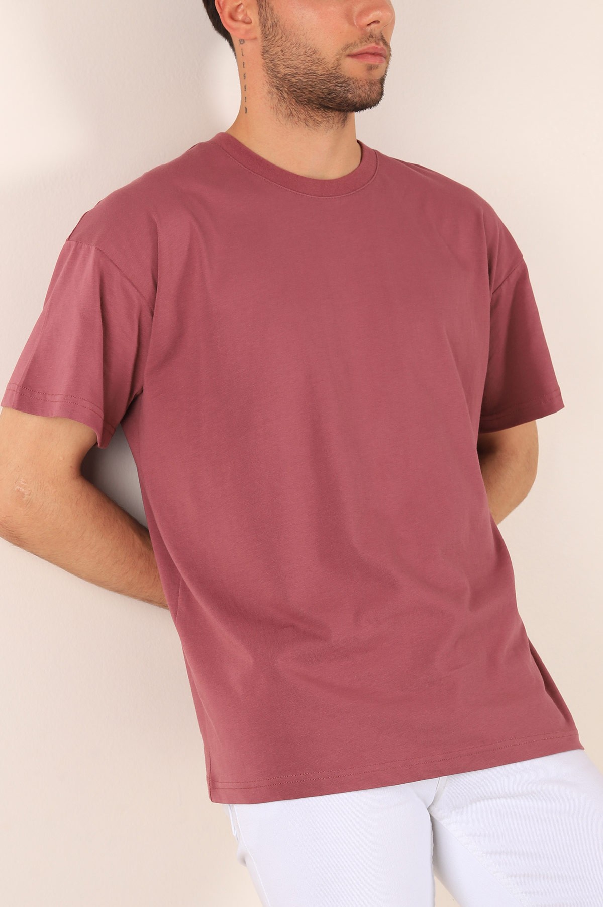Gül Kurusu Oversize Basic Erkek Tişört 184259