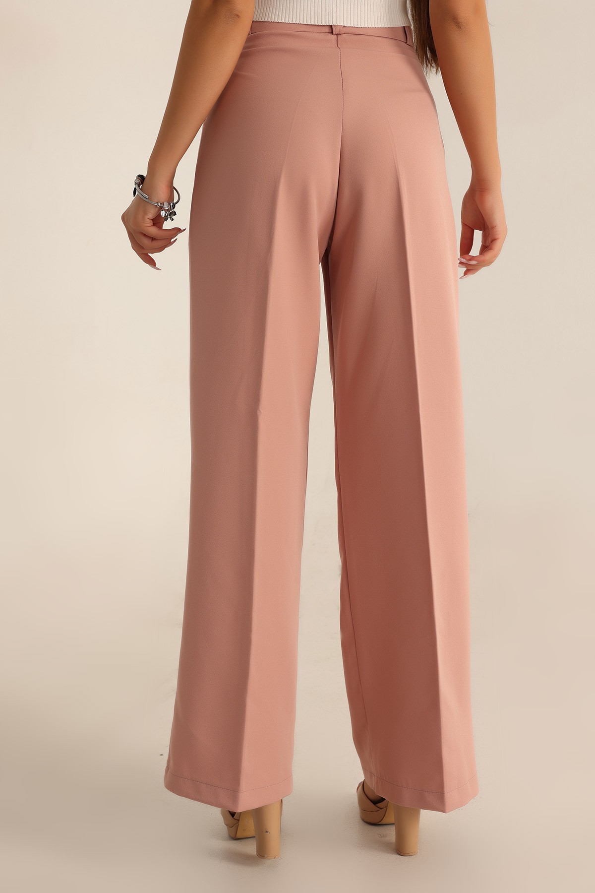 Gül Kurusu Pileli Palazzo Bayan Pantalon 196245