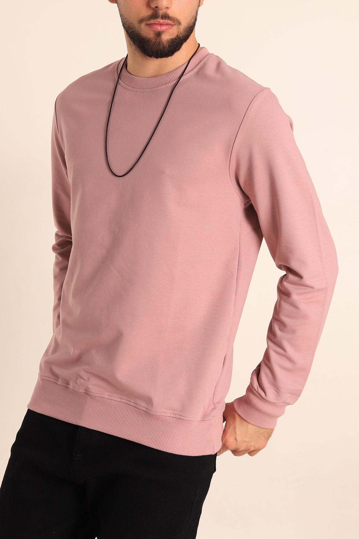 Gül Kurusu Regular Fit Basic Bisiklet Yaka Erkek Sweatshirt 217618