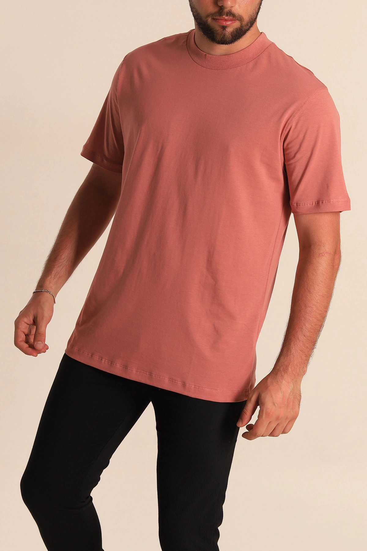 Gül Kurusu Relaxed Fit Basic Erkek Tişört 279899