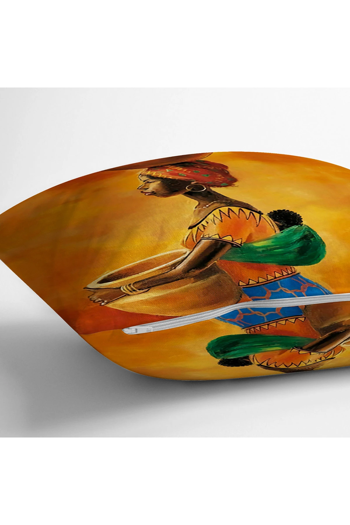 Kiremit 43x43 Dijital Baskılı Fermuarlı Modern Kırlent Kılıfı 272056