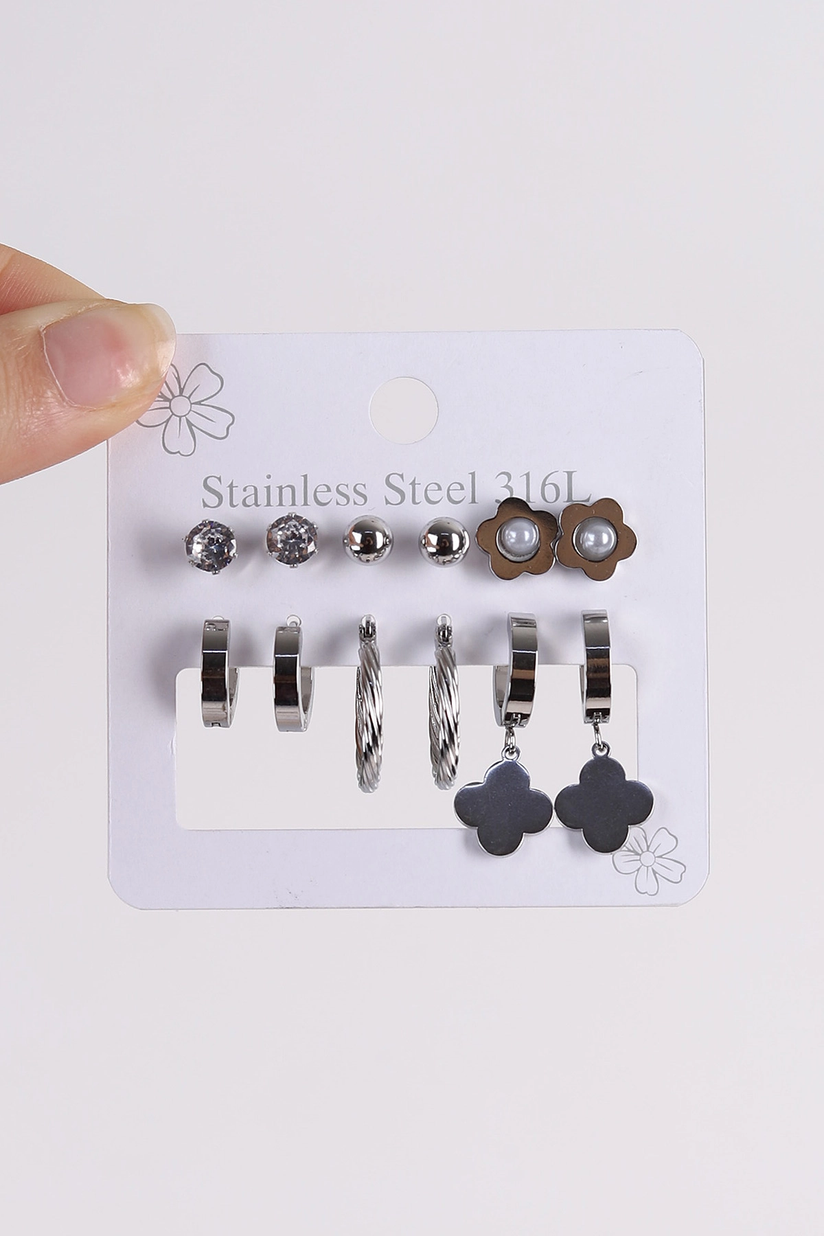 Gümüş Çoklu Karışık Model Küpe Seti 486417