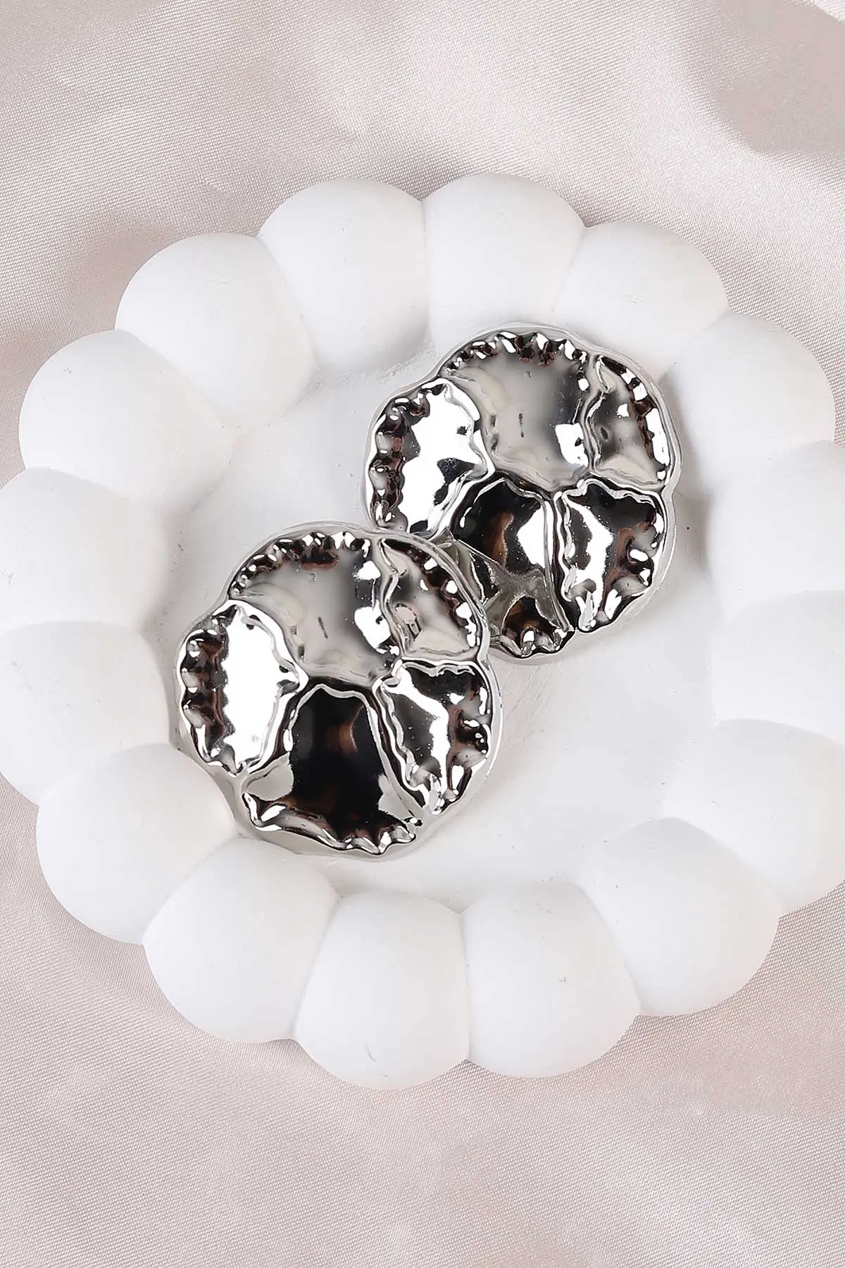 Gümüş Düğme Küpe 486470