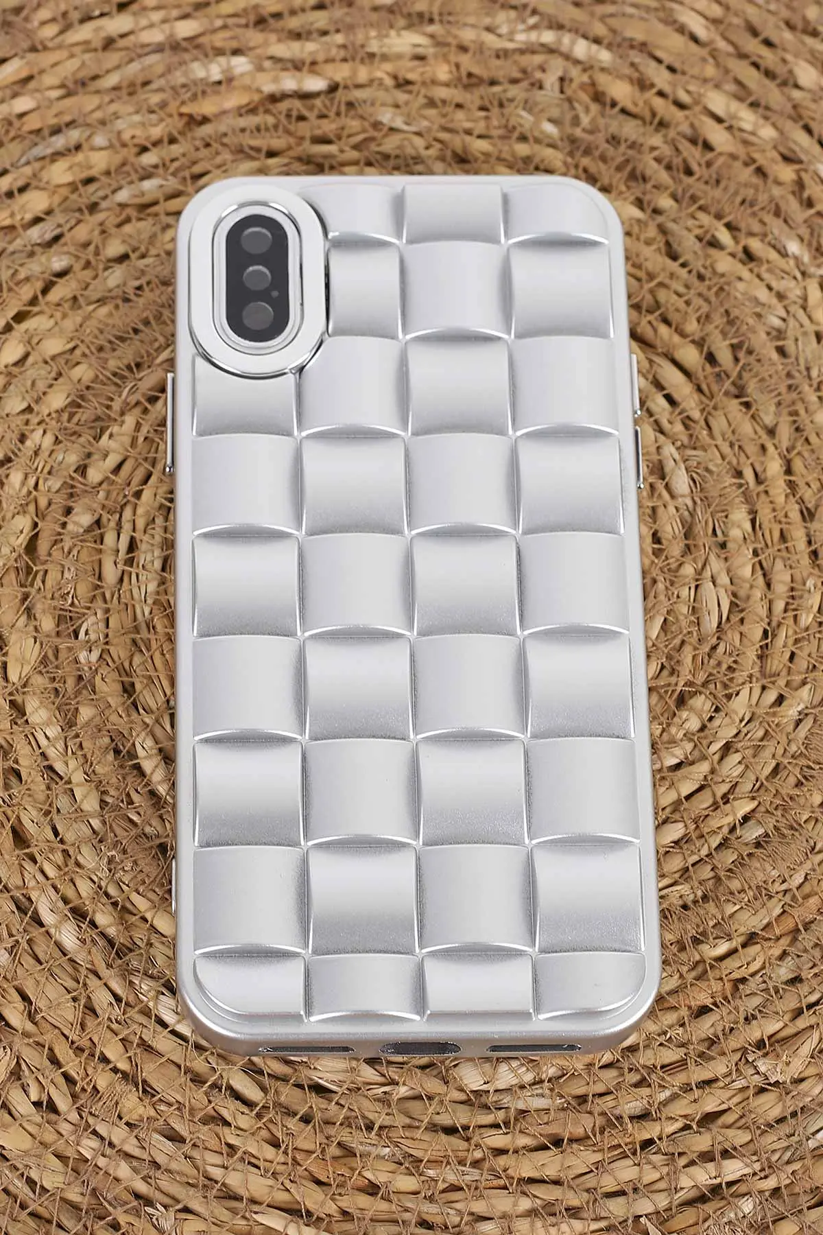 Gümüş İPhone XS Uyumlu Air Serisi Kamera Korumalı 3D Tasarımlı Sert Silikon Telefon Kılıfı 404049
