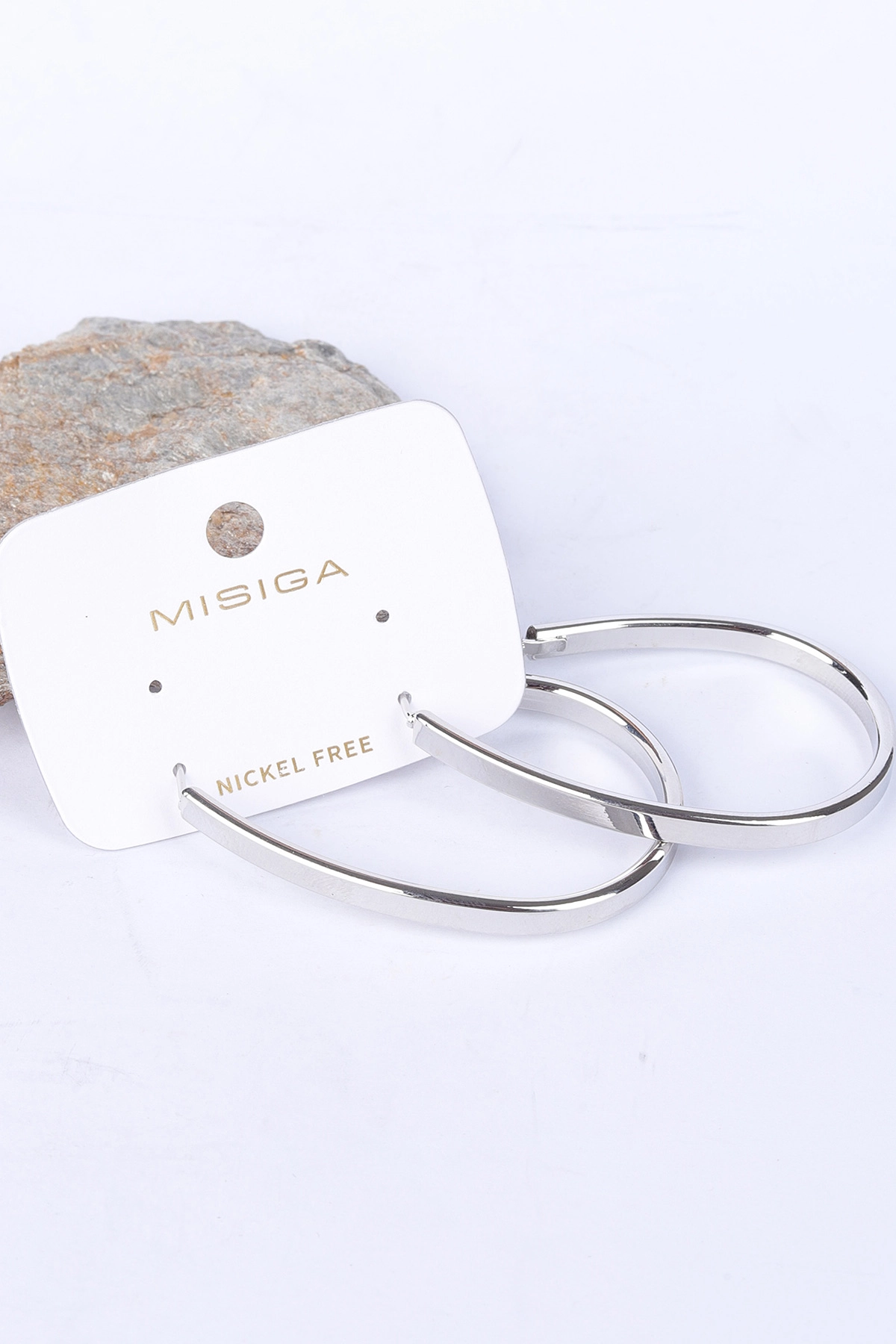 Gümüş Oval Kalın Yassı Küpe 330855