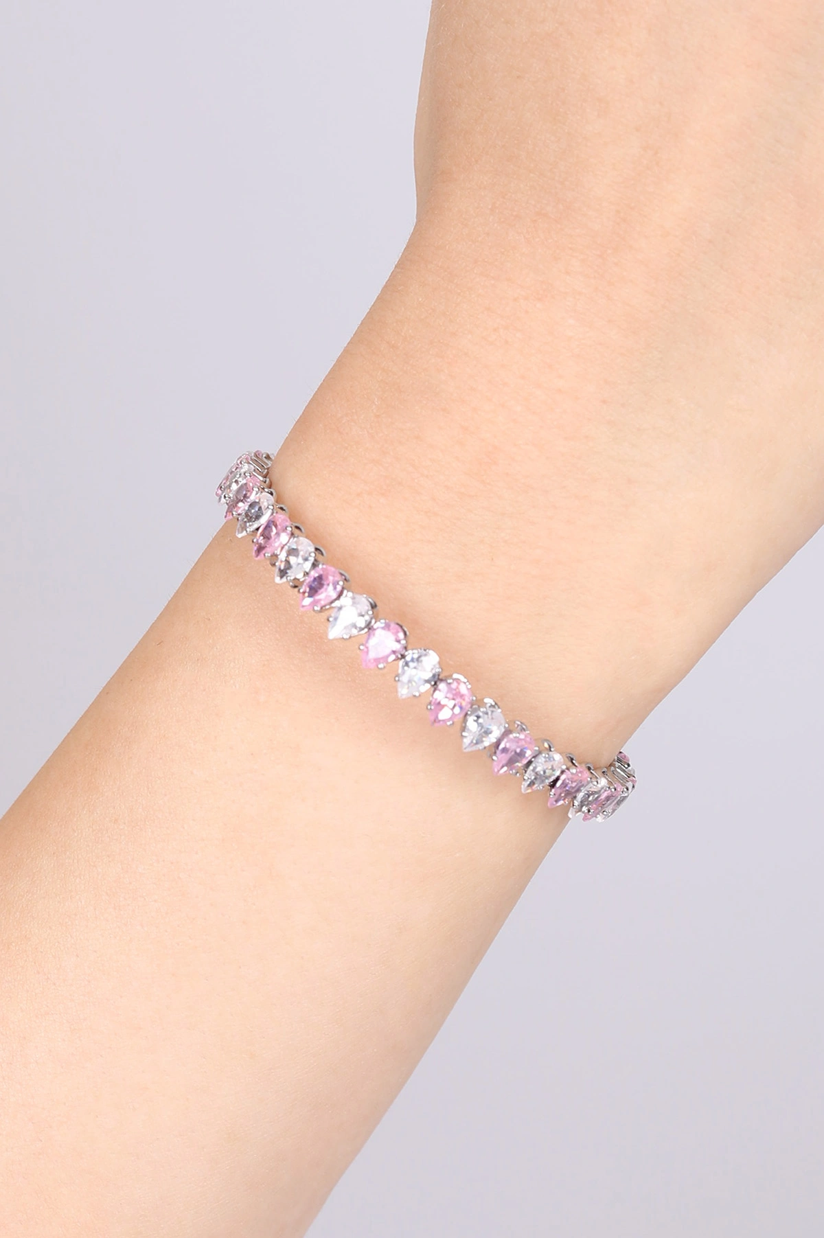 Gümüş Pembe Damla  Taşlı Bilezik 479595