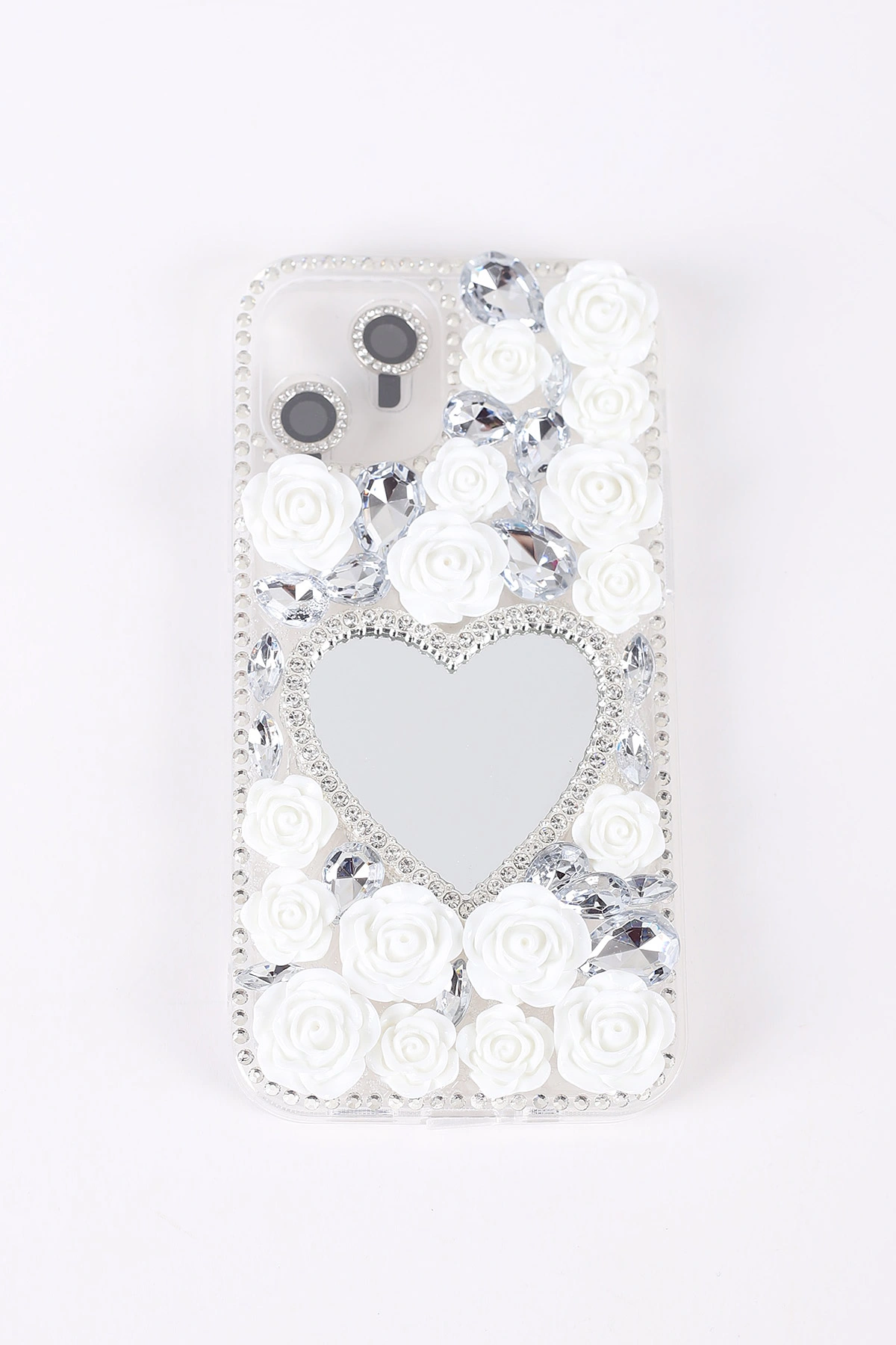 Gümüş TeknoCase İPhone 12 Uyumlu Beauty Case Serisi Lens Hediyeli Premium Sert Silikon Telefon Kılıfı 430421