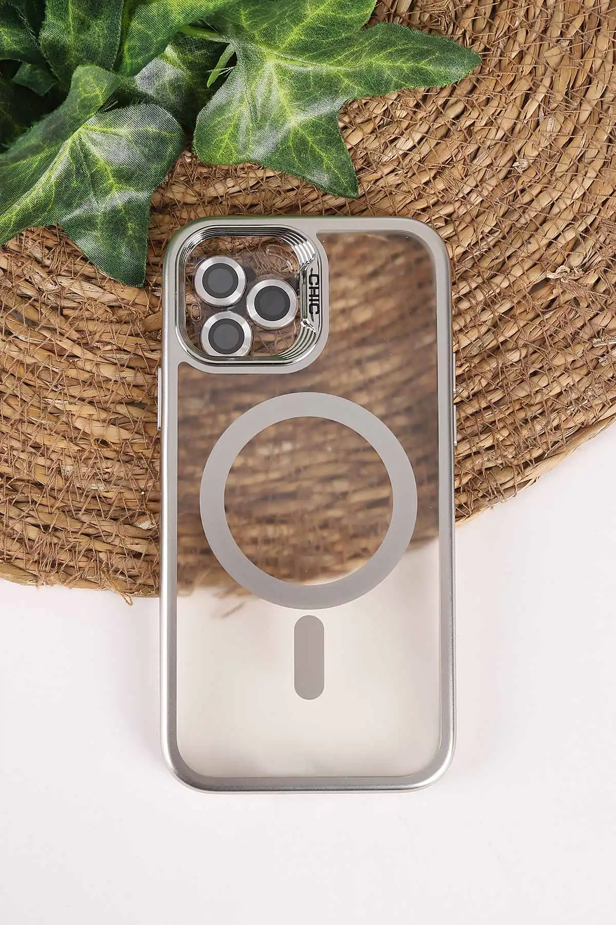 Gümüş TeknoCase İphone 12/12 Pro Uyumlu Believe Serisi Lens Hediyeli Silikon Telefon Kılıfı 472496