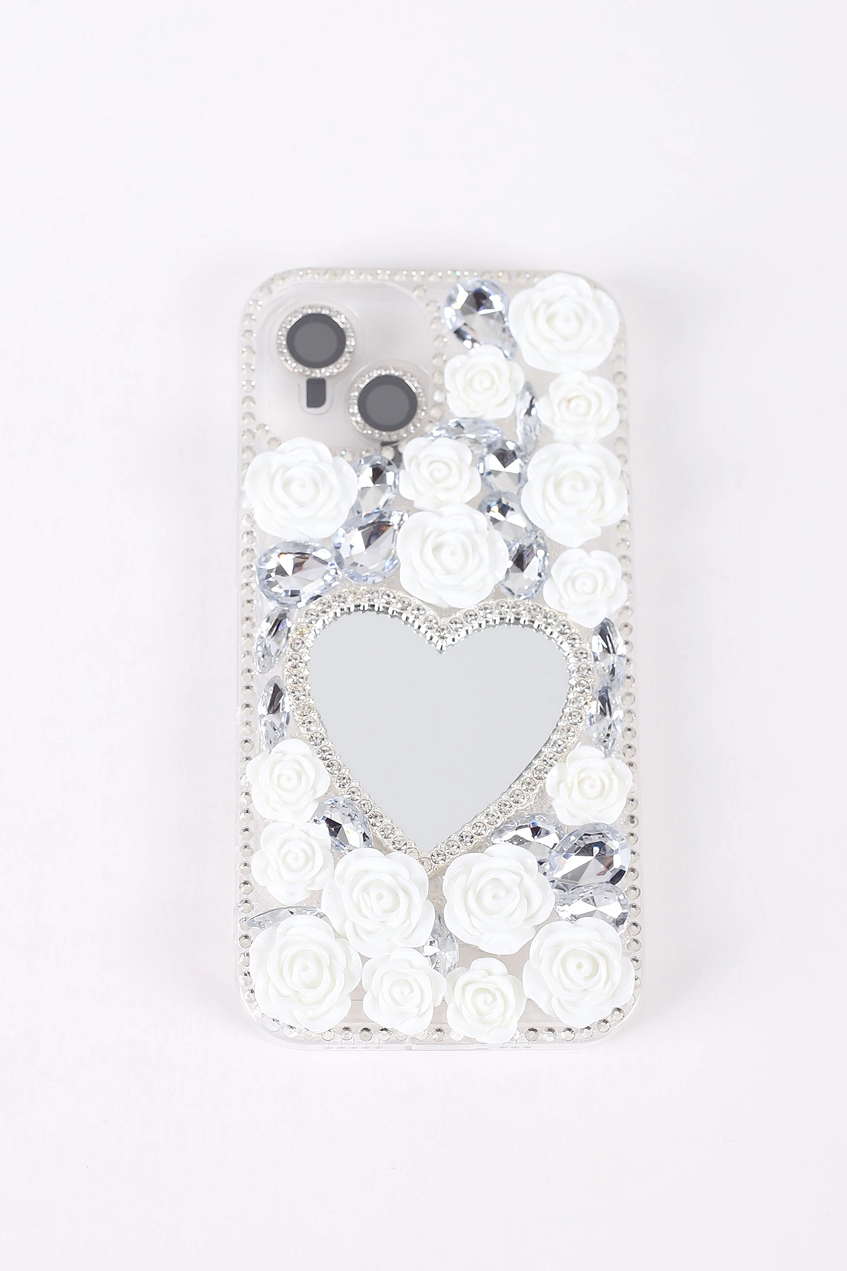 Gümüş TeknoCase İPhone 13 Uyumlu Beauty Case Serisi Lens Hediyeli Premium Sert Silikon Telefon Kılıfı 430424