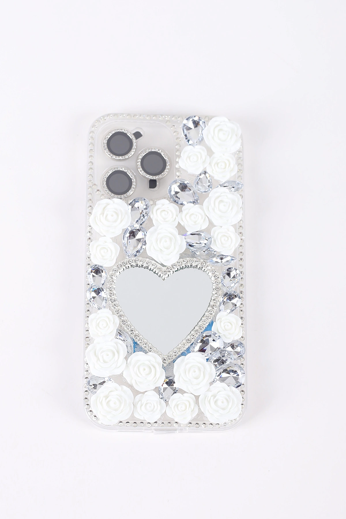 Gümüş TeknoCase İPhone 14 Pro Max Uyumlu Beauty Case Serisi Lens Hediyeli Premium Sert Silikon Telefon Kılıfı 430442
