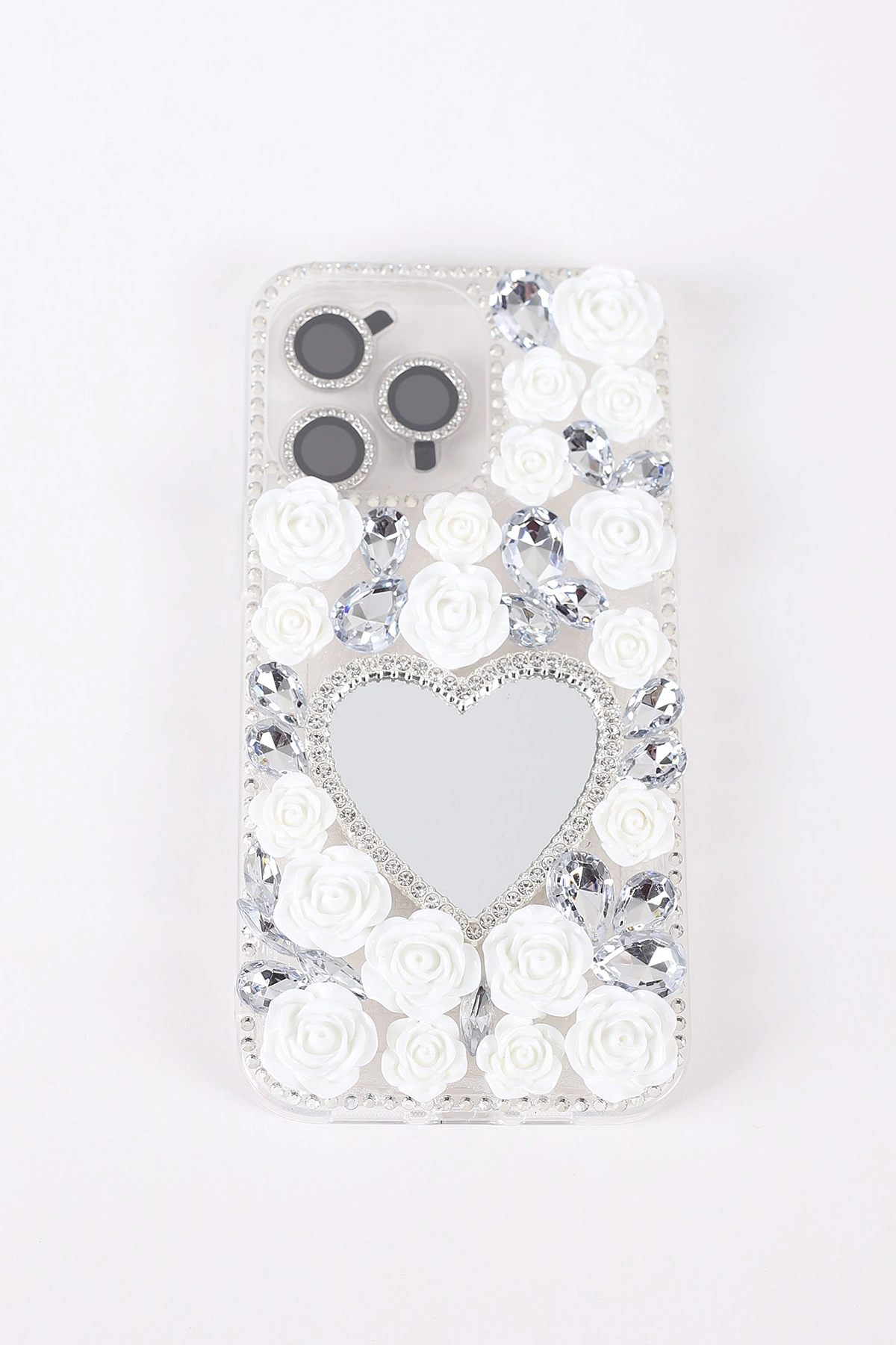 Gümüş TeknoCase İPhone 15 Pro Max Uyumlu Beauty Case Serisi Lens Hediyeli Premium Sert Silikon Telefon Kılıfı 430453