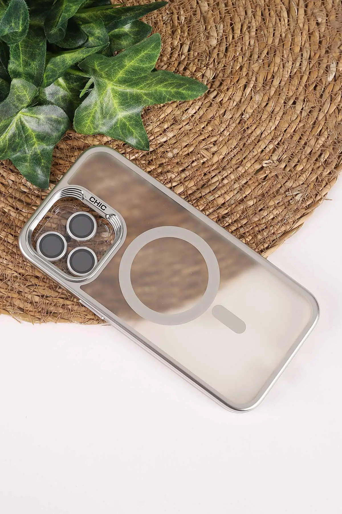 Gümüş TeknoCase İphone 15 Pro Max Uyumlu Believe Serisi Lens Hediyeli Silikon Telefon Kılıfı 472526