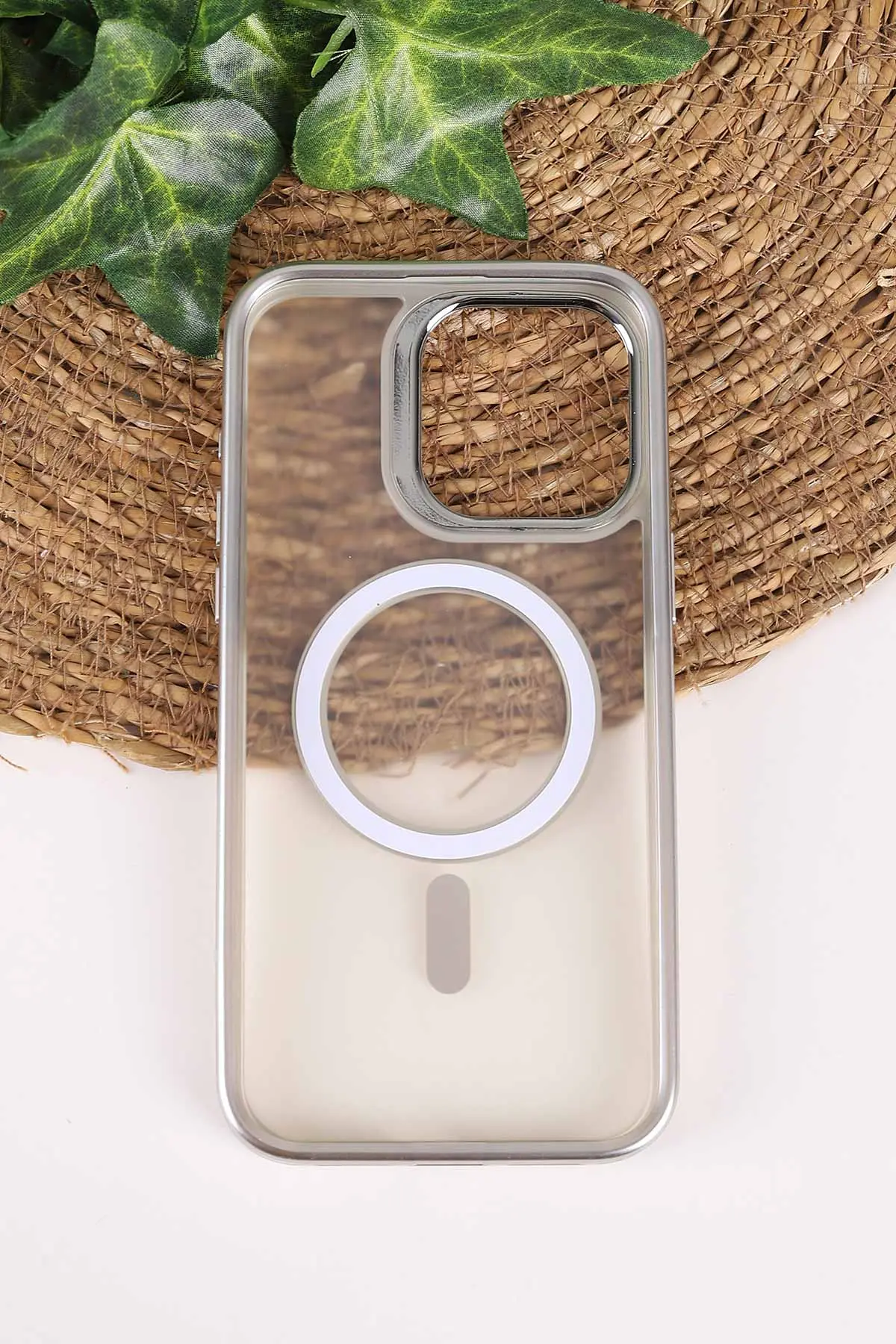 Gümüş TeknoCase İphone 15 Pro Max Uyumlu Believe Serisi Lens Hediyeli Silikon Telefon Kılıfı 472526