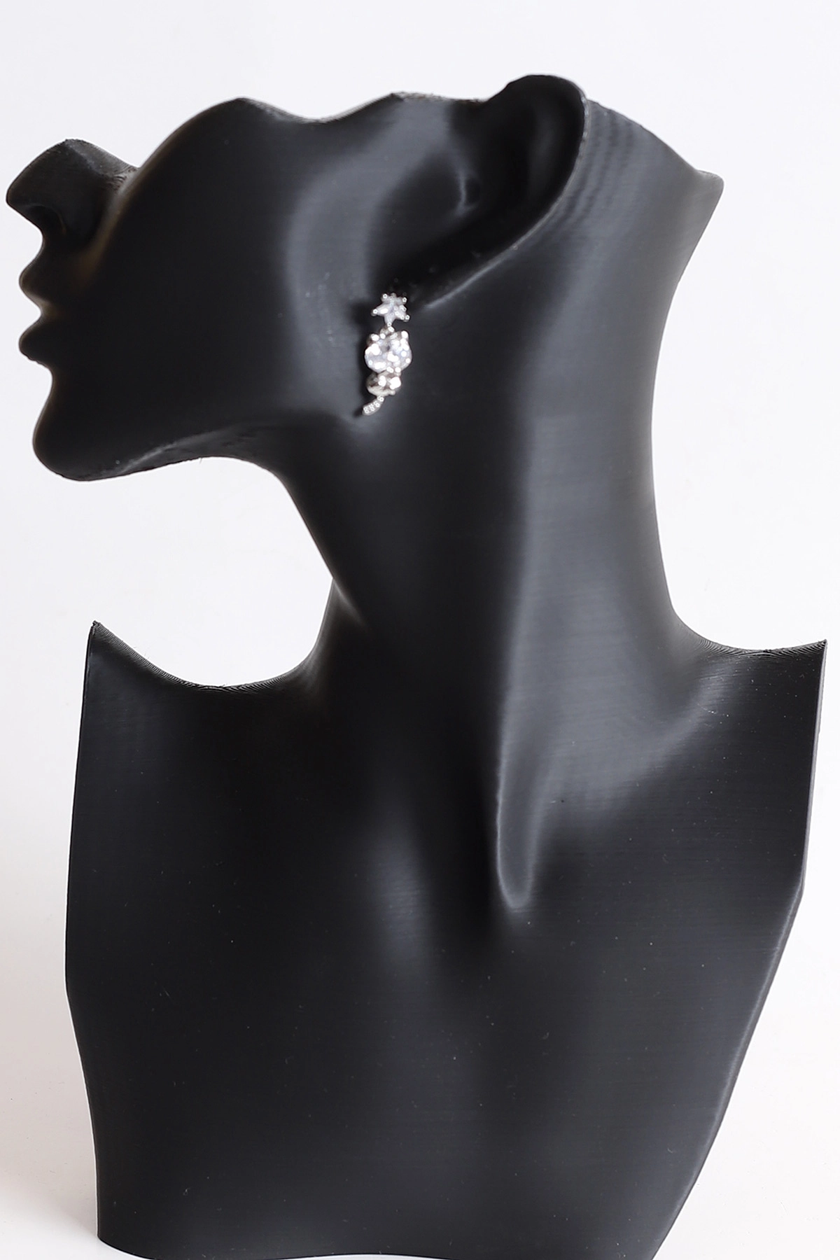 Gümüş Yıldız Model Zirkon Taşlı  Sallantı   Küpe 371061