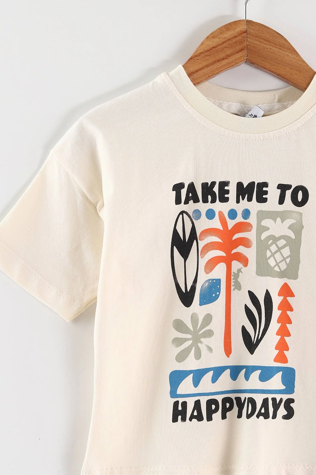 Haki (0-4 Yaş) Take Me To Baskılı Tişörtlü  Şortlu Süprem Erkek Çocuk Yazlık Takım 461268