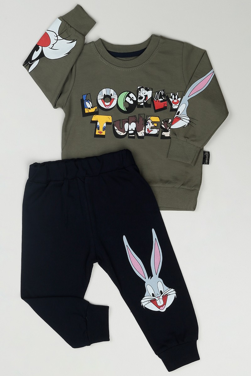 Haki (1-4 Yaş) Looney Baskılı Erkek Çocuk Takım 83714