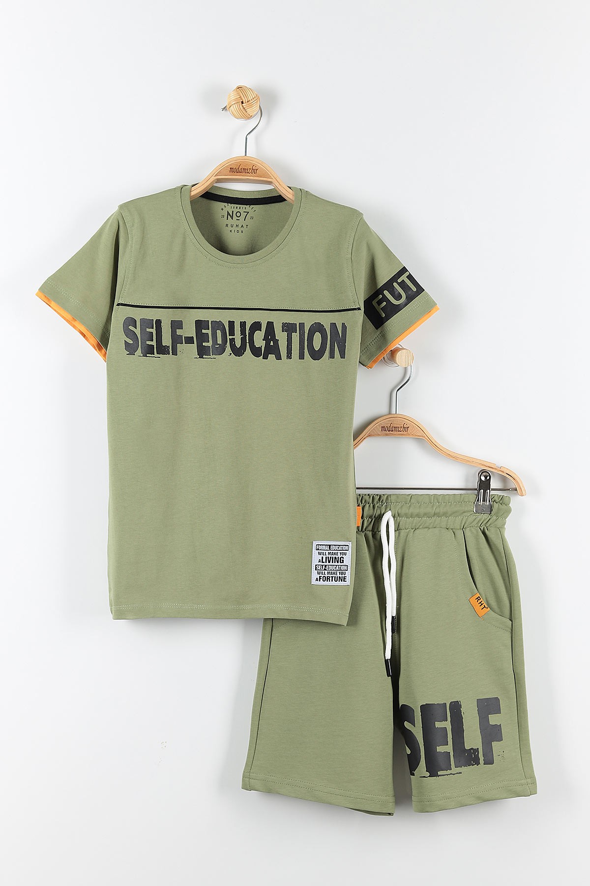 Haki (11-14 Yaş) Self Educatıon Baskılı Bel Bağlamalı Erkek Çocuk Takım 172389