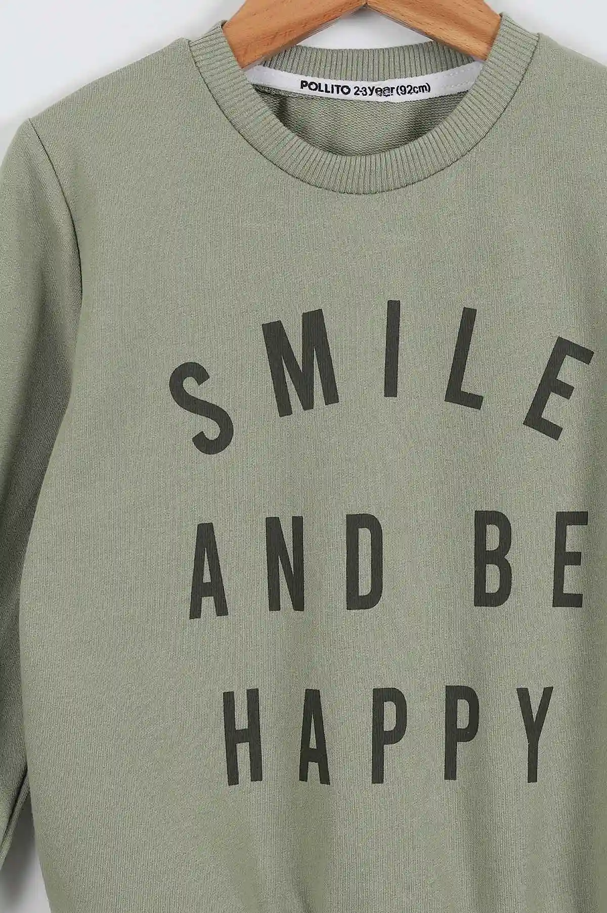 Haki (2-5 Yaş) Smile Baskılı Taytlı Kız Çocuk Takım 337073