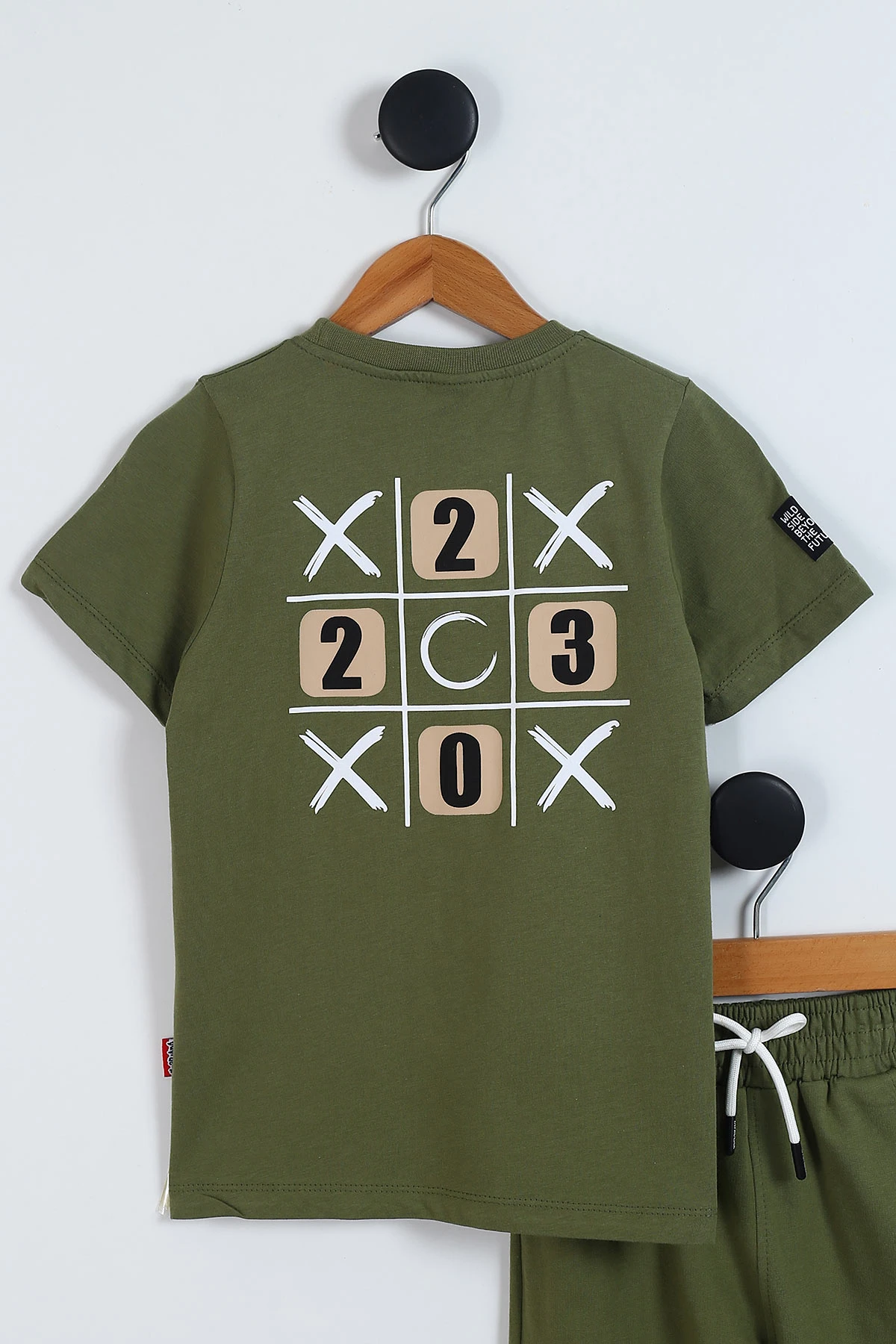 Haki (2-5 Yaş)XOX Ön Arka Baskılı Cep Detay Şortlu Erkek Çocuk Takım 346411