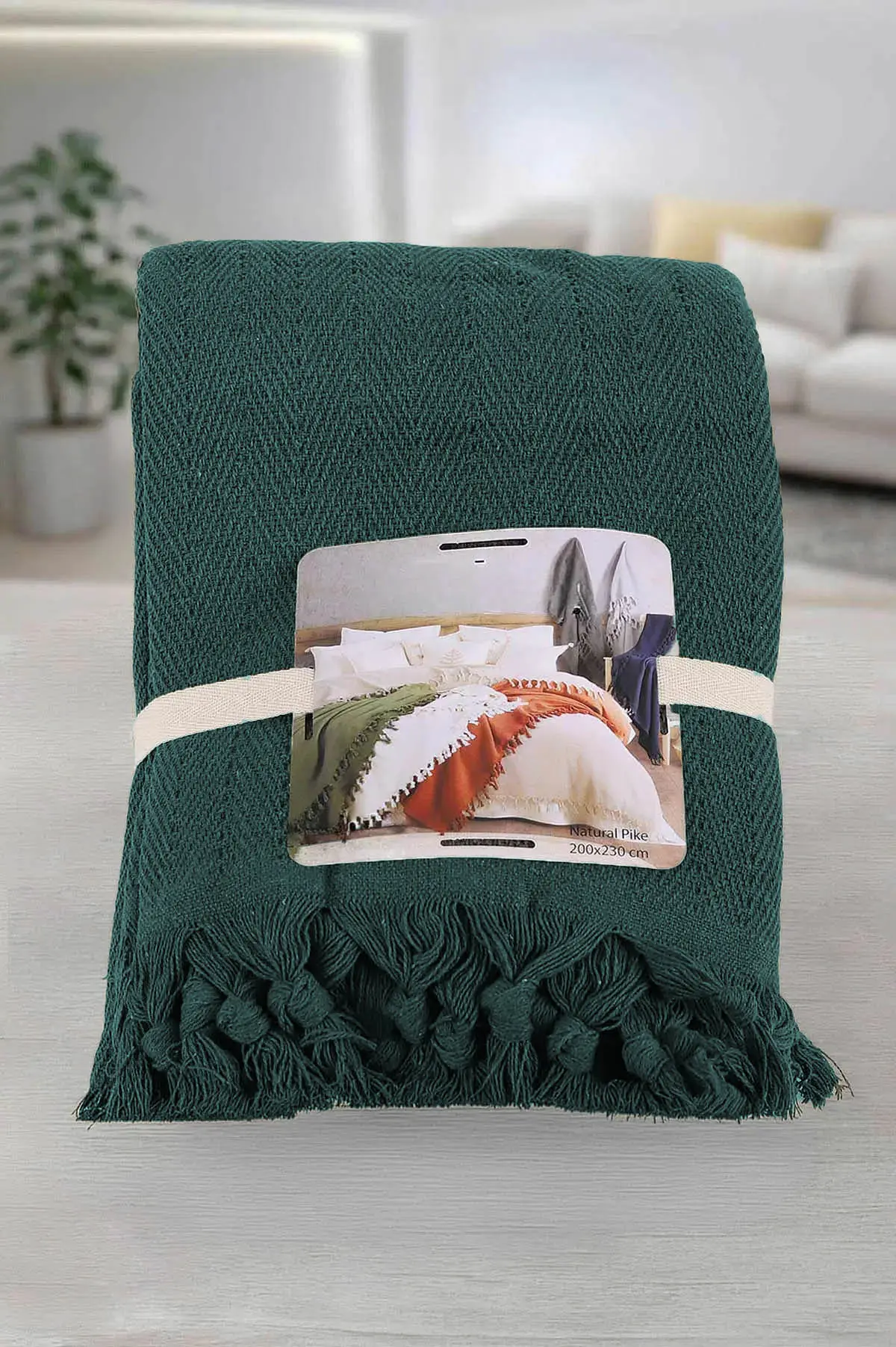 Haki 200x230 Cm Bella Home Çift Kişilik Natural Tek Pike 434761