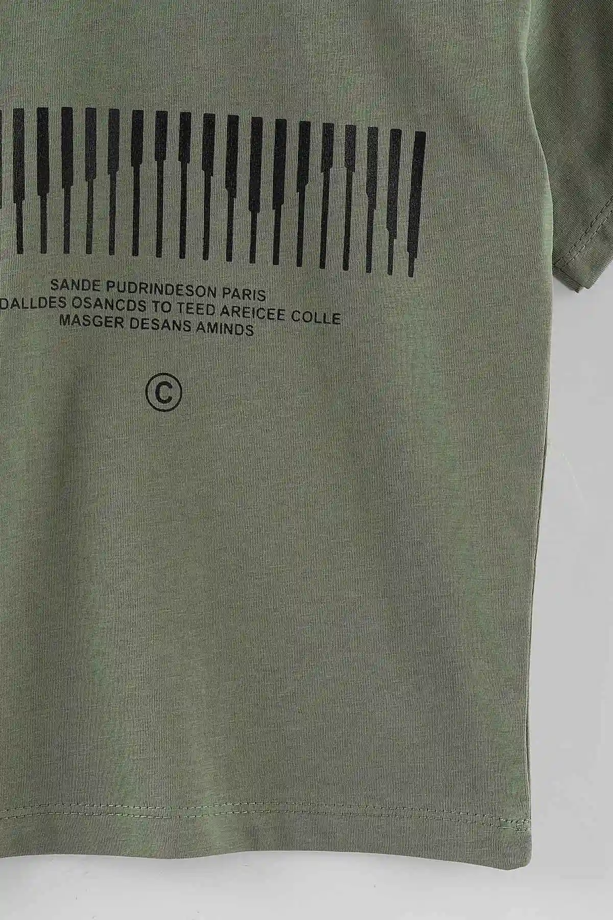 Haki (3-12 Yaş)Çizgi Baskılı Erkek Çocuk Tişört 447173