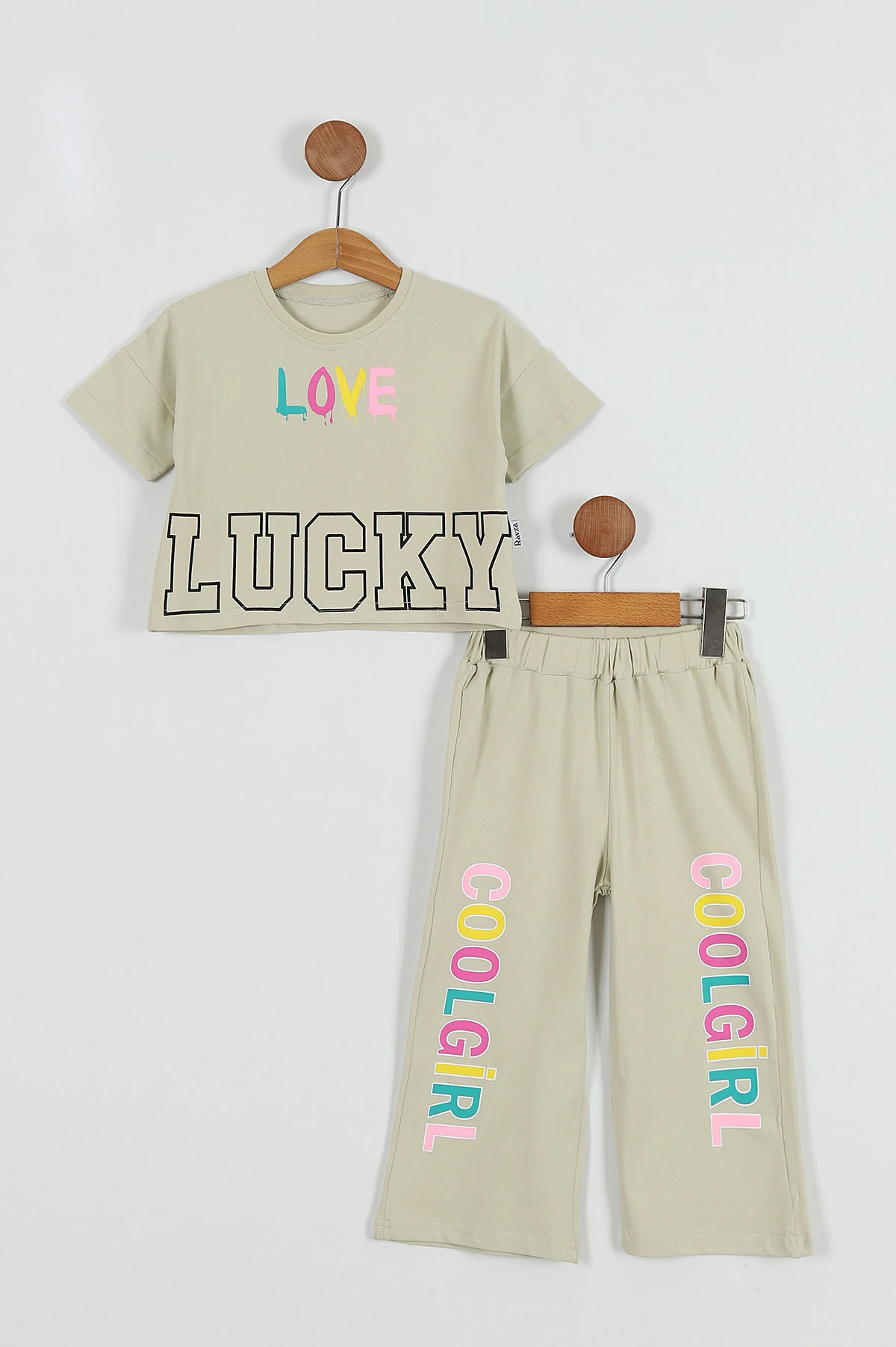 Haki (3-6 Yaş) Love Baskılı Kız Çocuk Takım 255696