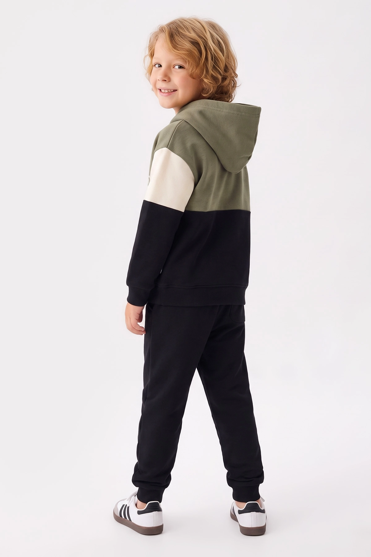 Haki (4-12 Yaş)Kep Active Baskılı Kapüşonlu  3 İp Şardonlu Erkek Çocuk Kışlık Takım 491245