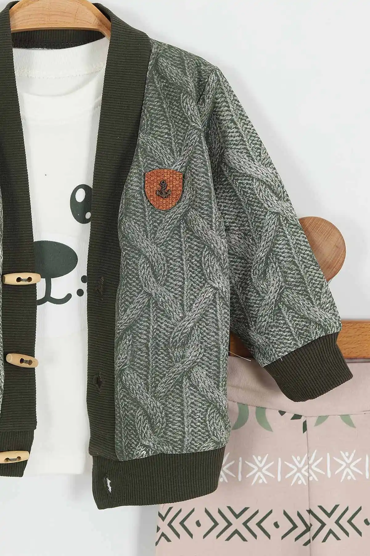 Haki (6-18 Ay) Baskılı Örgü Hırkalı Erkek Bebek Takım 292278
