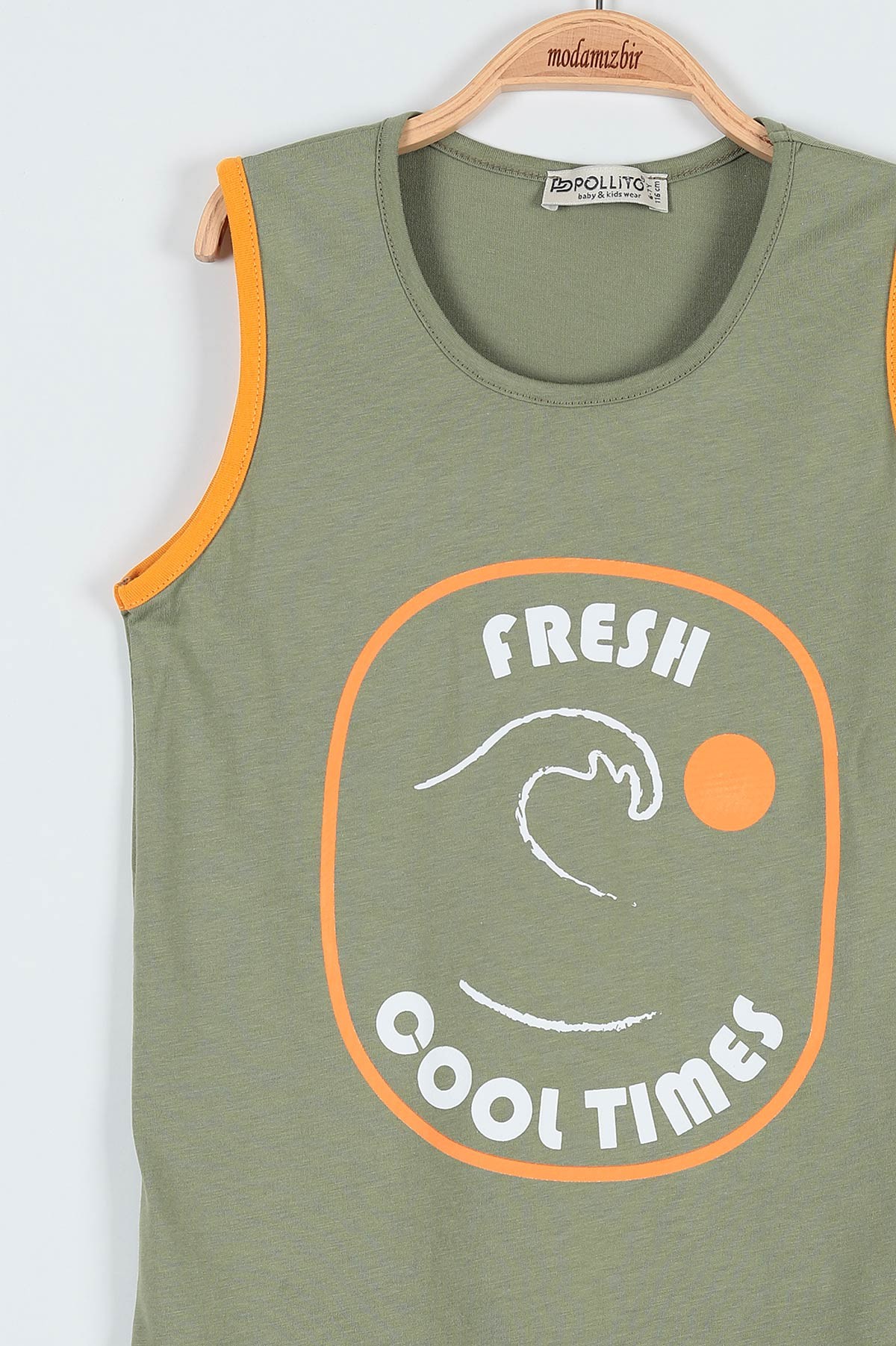 Haki (6-9 Yaş) Fresh Cool Tımes Baskılı Şortlu Erkek Çocuk Takım 185973