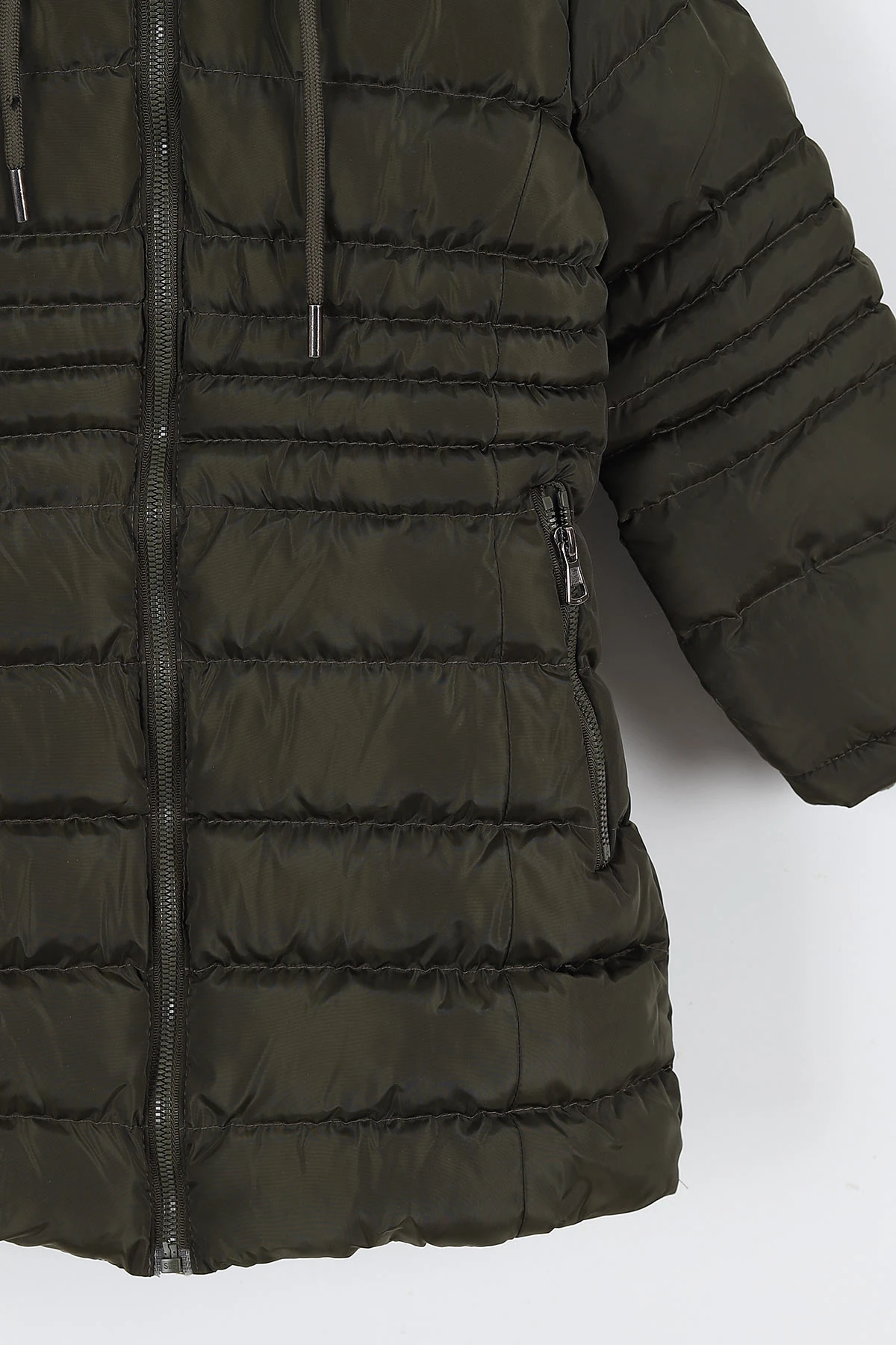 Haki (7-10 Yaş) İç kürklü İpli Kız Çocuk Şişme Mont 309101