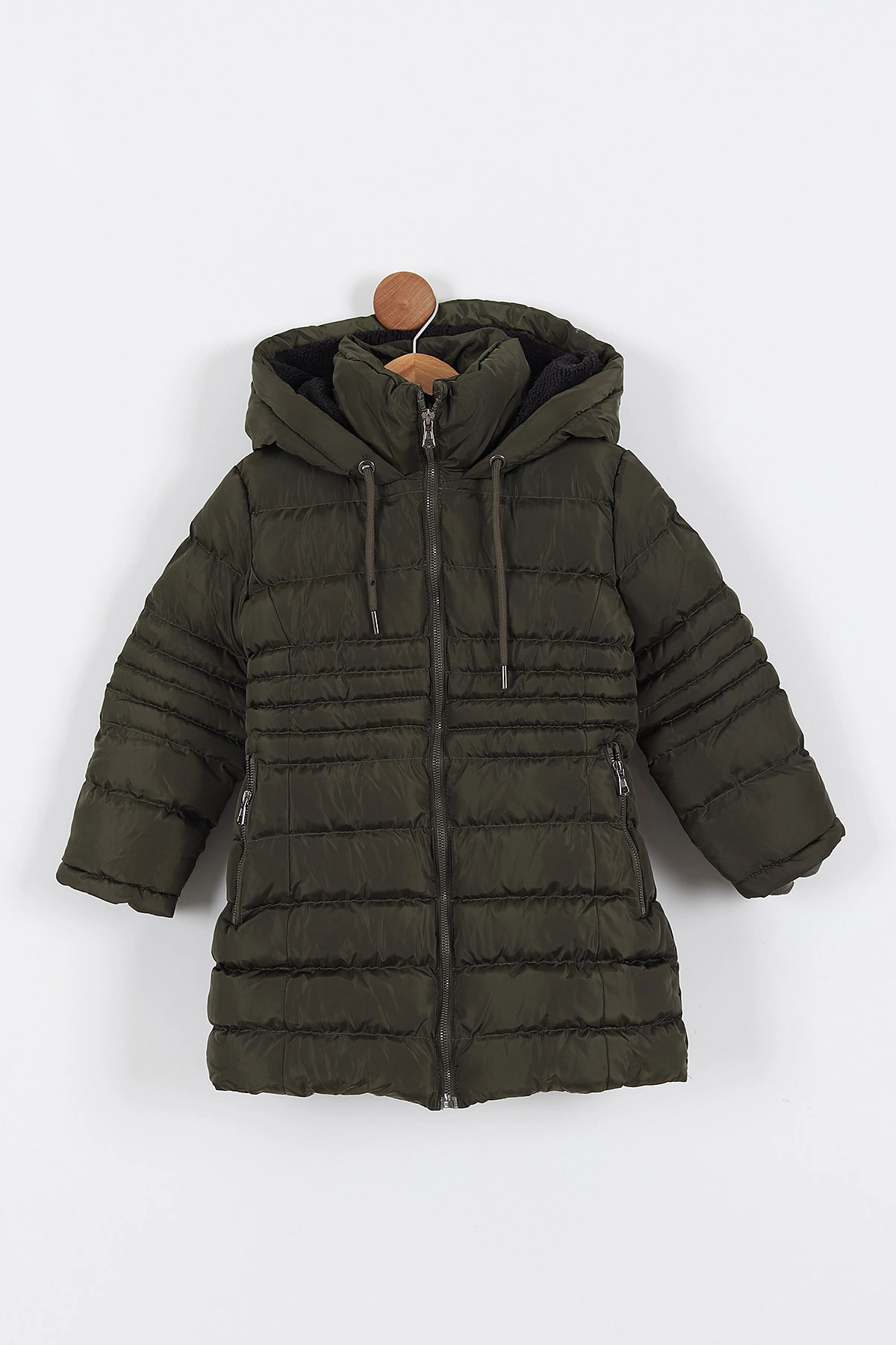 Haki (7-10 Yaş) İç kürklü İpli Kız Çocuk Şişme Mont 309101