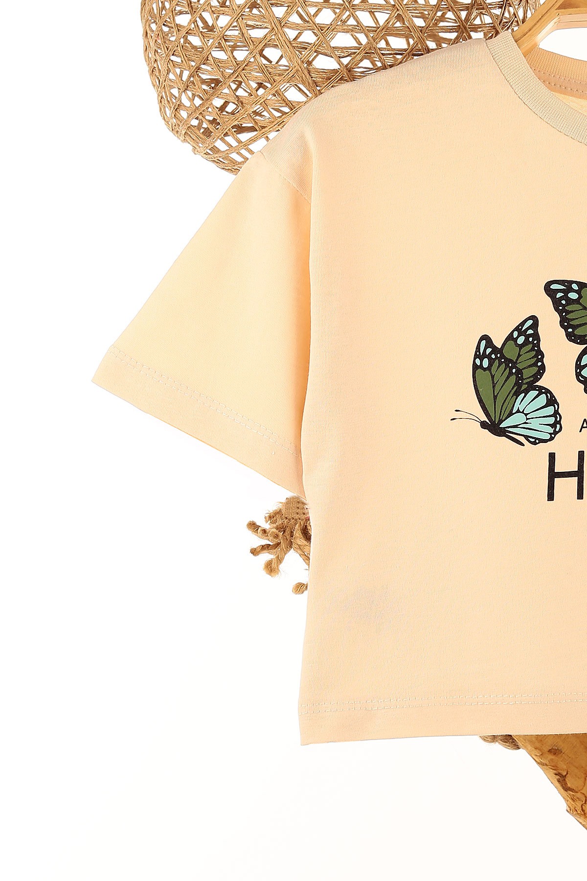 Haki (7-10 Yaş) Kelebek Hope Baskılı Bel Bağlamalı Kız Çocuk Takım 162375