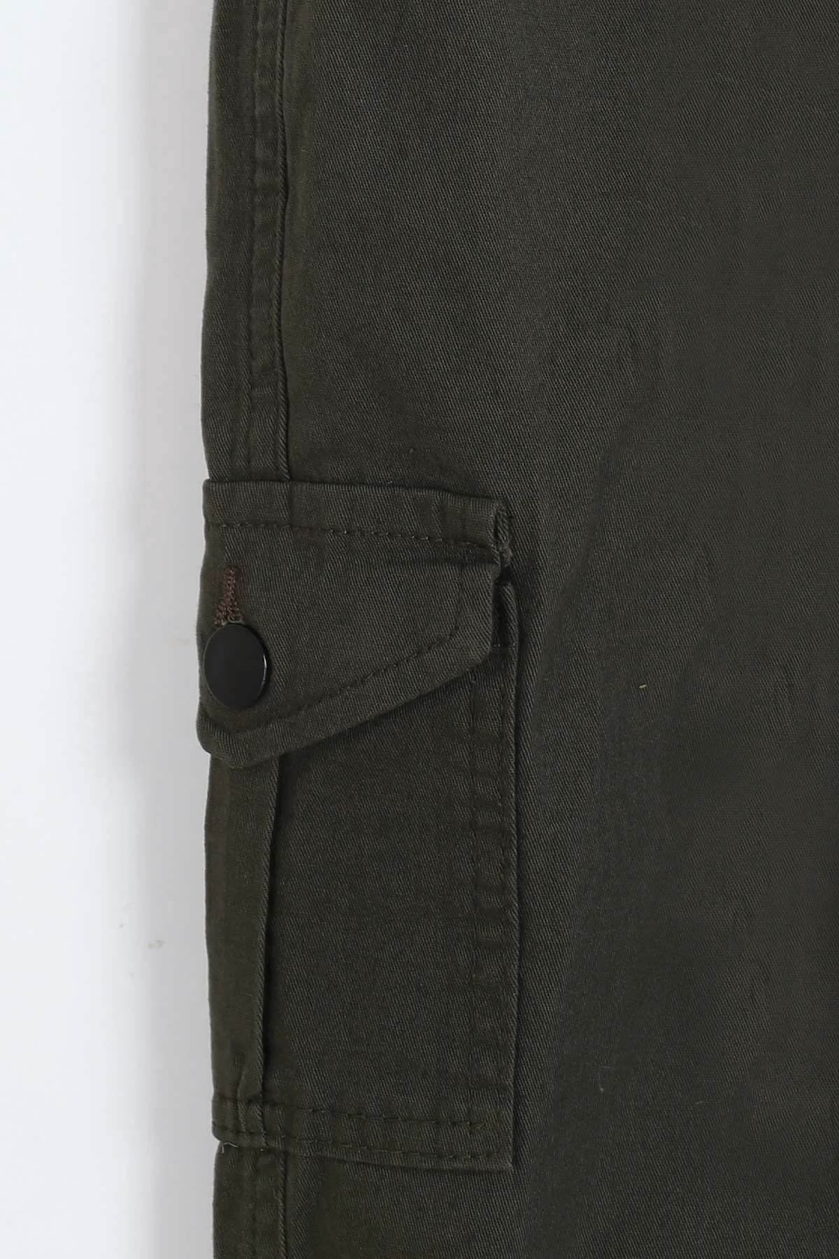 Haki (8-12 Yaş ) Kargo Cepli Paça Lastikli Erkek Çocuk Keten Pantolon 328571