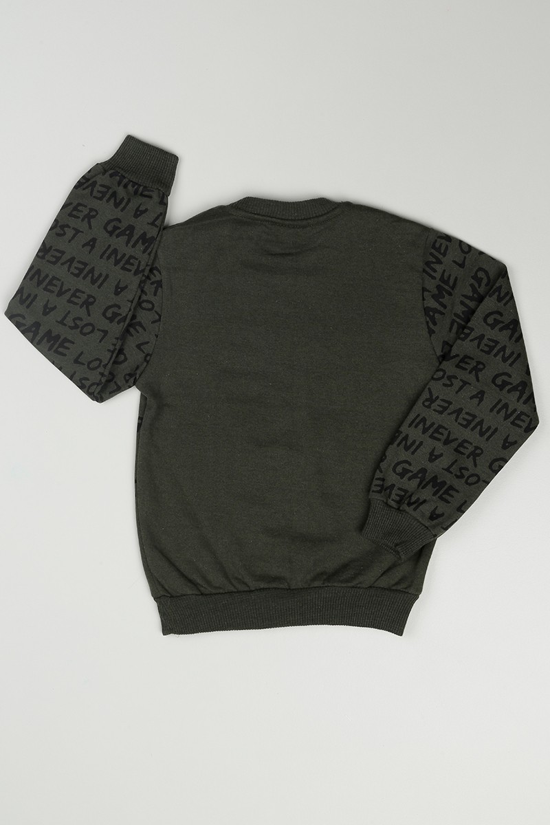 Haki (8-12 Yaş) Keep Moving Baskılı Erkek Çocuk Sweatshirt 84957