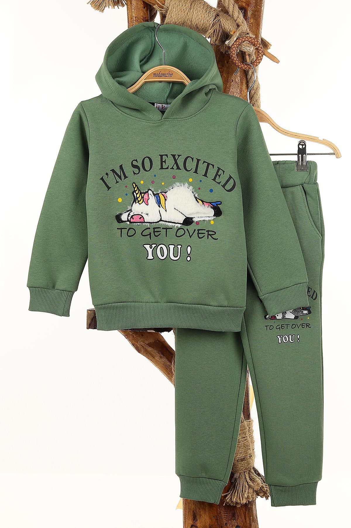 Haki (9-12 Yaş) I'm So Excıted Baskılı Kız Çocuk Takım 146108