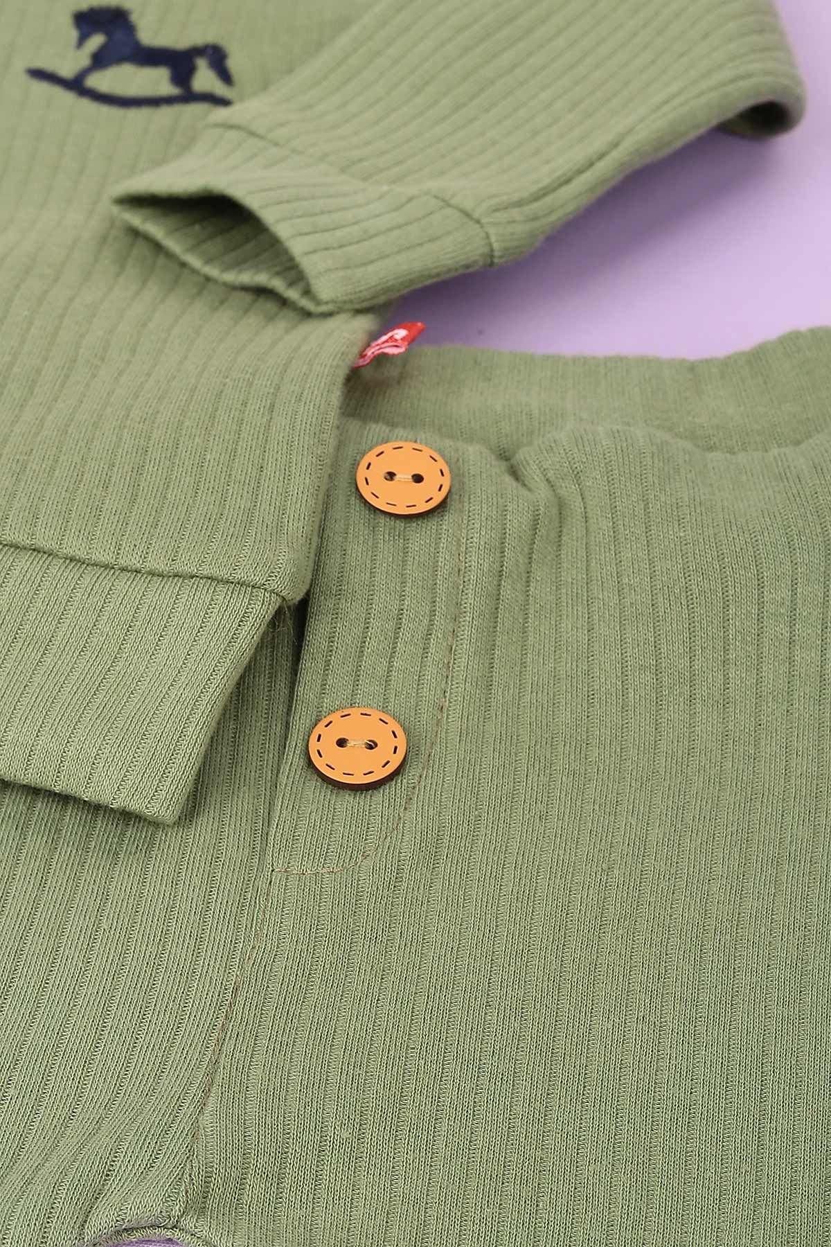 Haki (9-24 Ay) At Nakışlı İki Düğmeli Erkek Çocuk Takım 147966