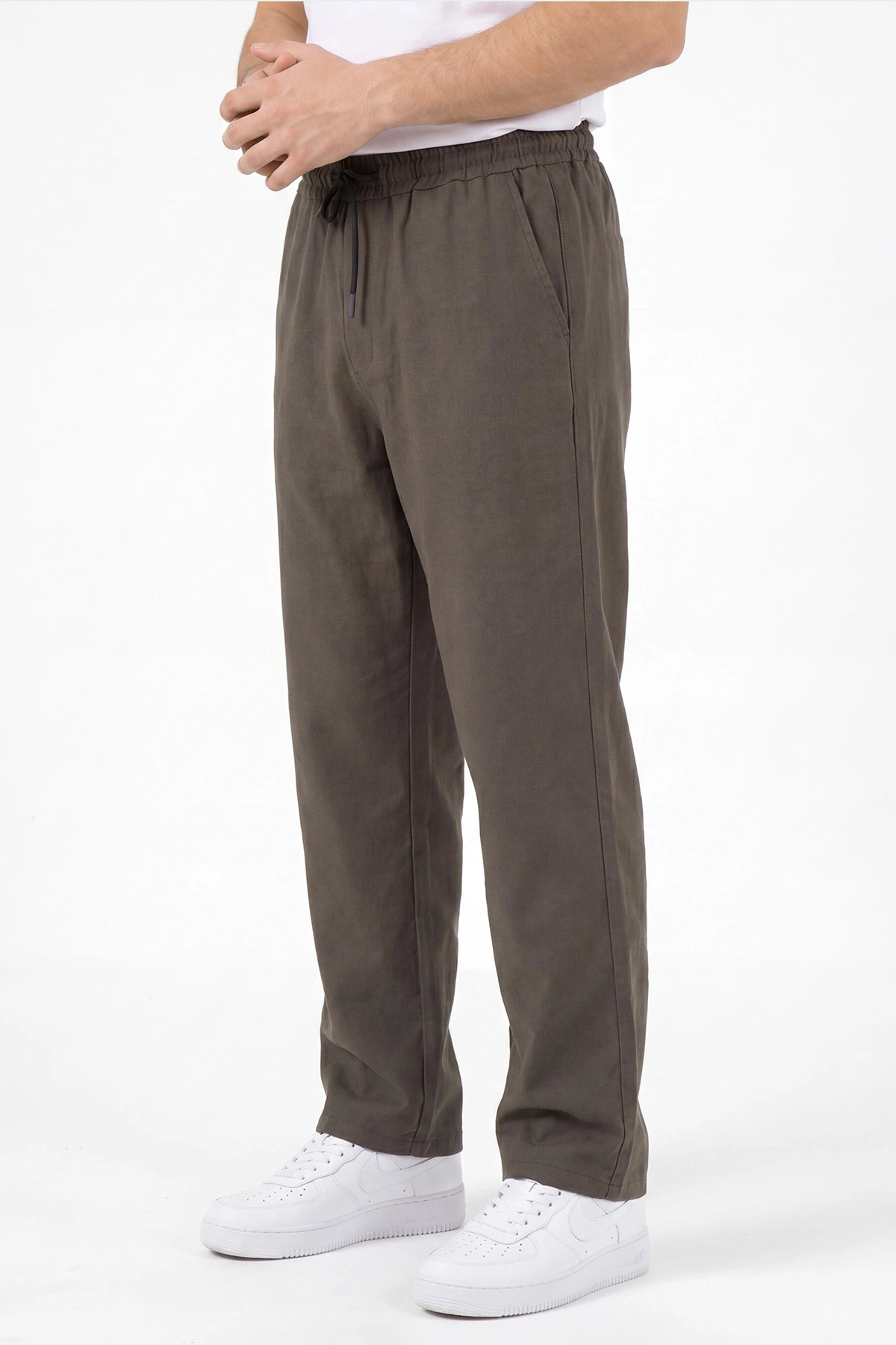 Haki Baggy Belden Bağlamalı Erkek Pantolon 457268
