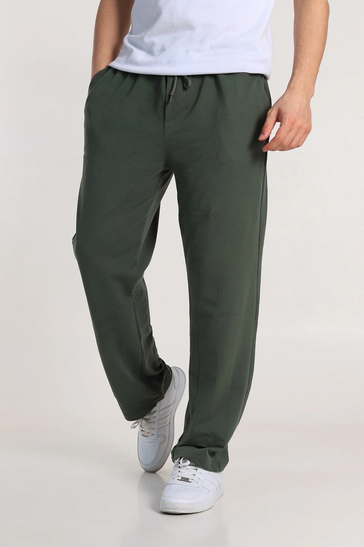 Haki Baggy İki İp Belden Bağlamalı Erkek Eşofman Altı 338284