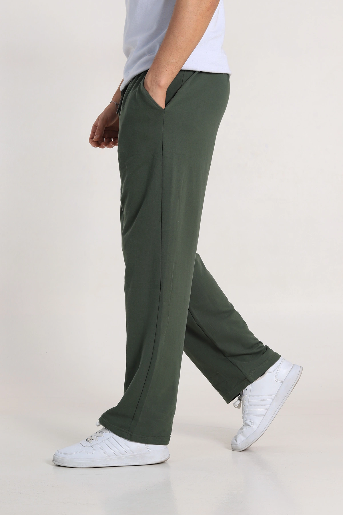 Haki Baggy İki İp Belden Bağlamalı Erkek Eşofman Altı 338284