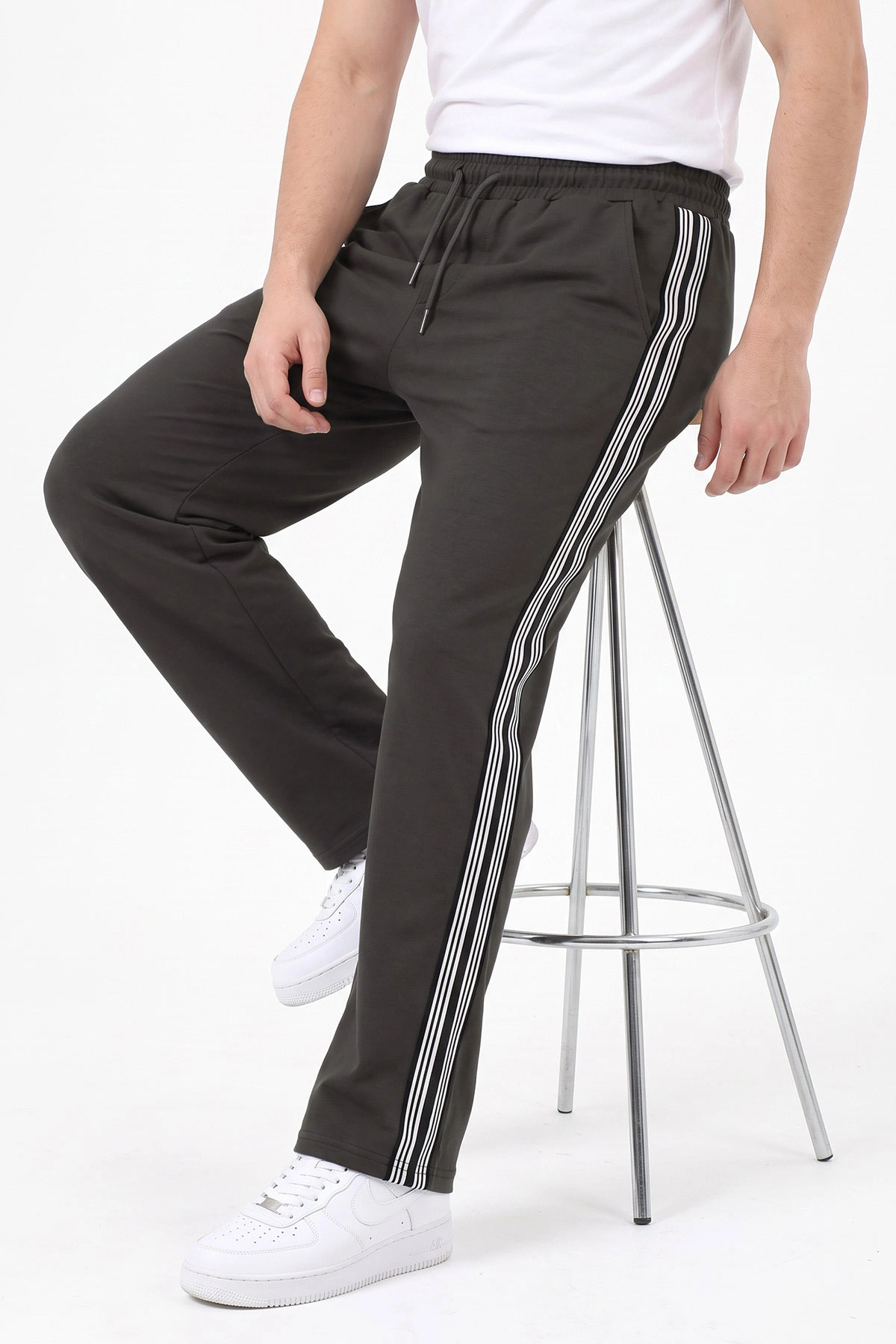 Haki Baggy Kompak Kumaş Yan Geniş Raşelli Erkek Eşofman Altı 483366