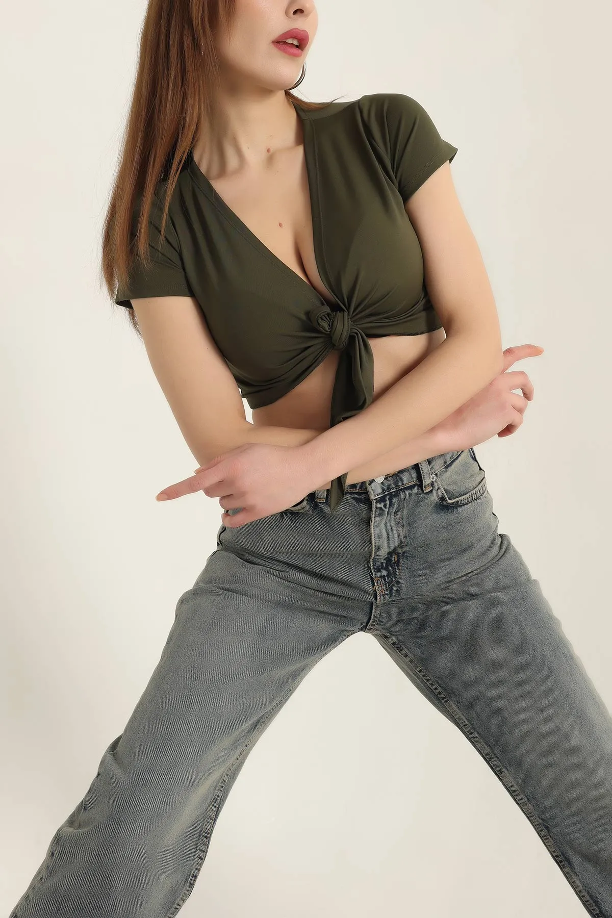 Haki Bağlamlı Sendy Bluz 337419