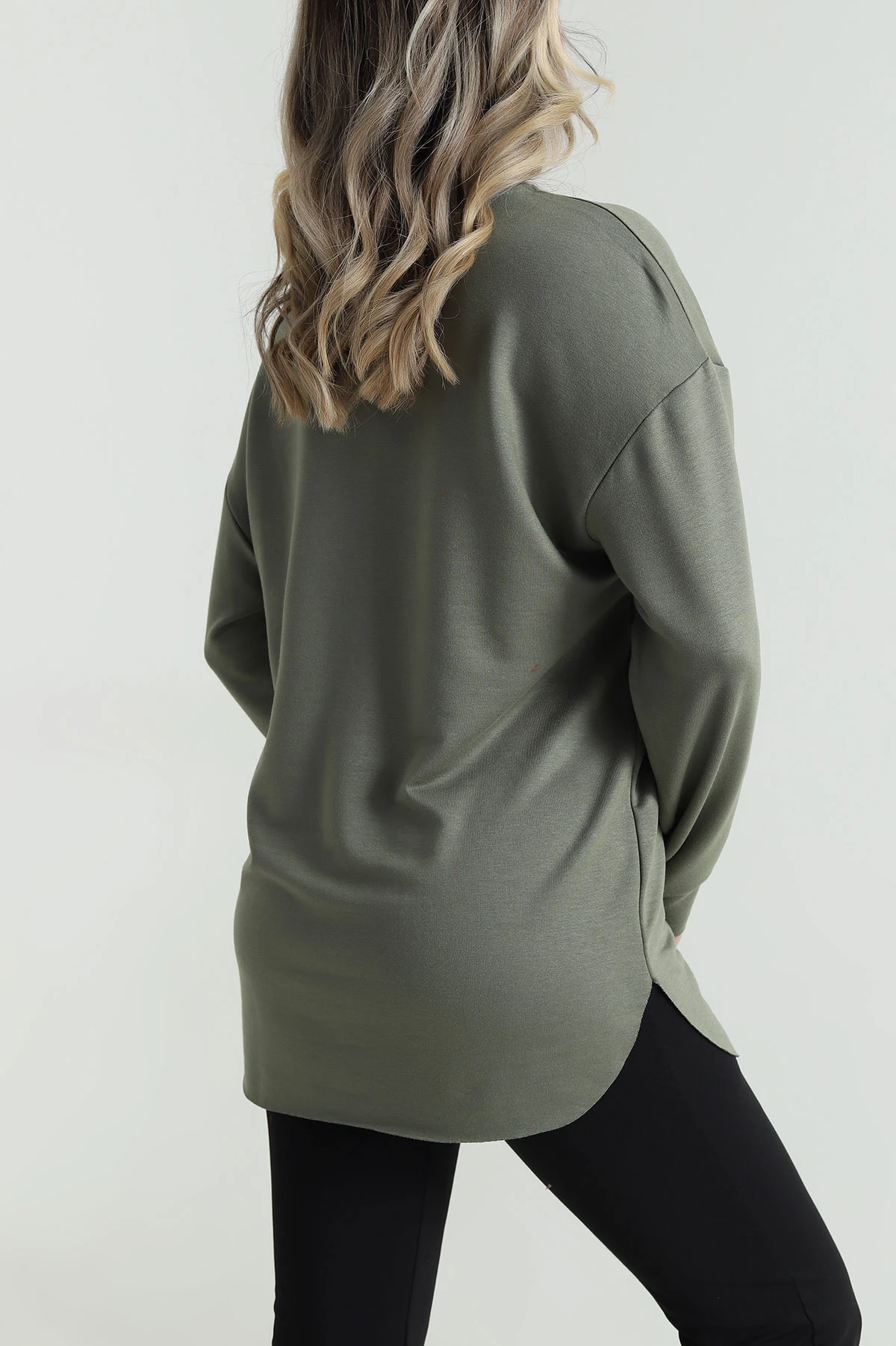 Haki Baskılı Kristal Kadın Sweat Tunik 485146