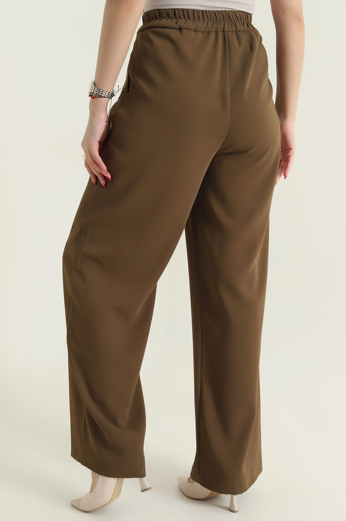 Haki Beli Lastikli Palazzo Latina Kadın Pantolon 433371